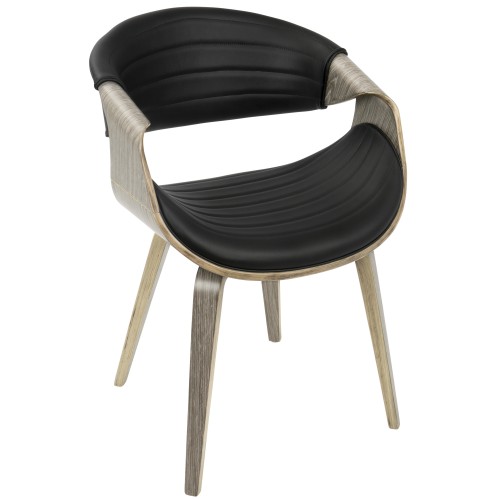 Symphony Chair (Light Grey Wood + Black Faux Leather)